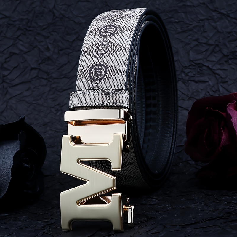 Minimalist Retro Men's Belt Alloy Buckle Printed Waistband